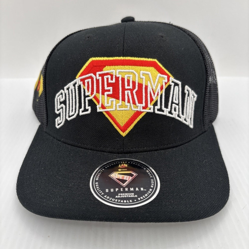 Lids Superman Adjustable Mesh Trucker Hat Black Snapback Cap One Size